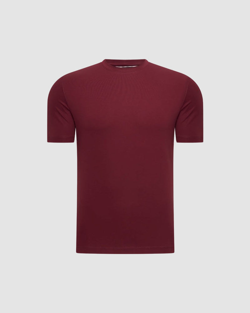 Heren T-shirt met ronde hals en korte mouwen – kersenrood