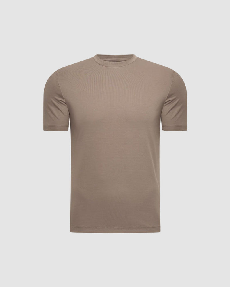 Heren T-shirt met ronde hals en korte mouwen – taupe