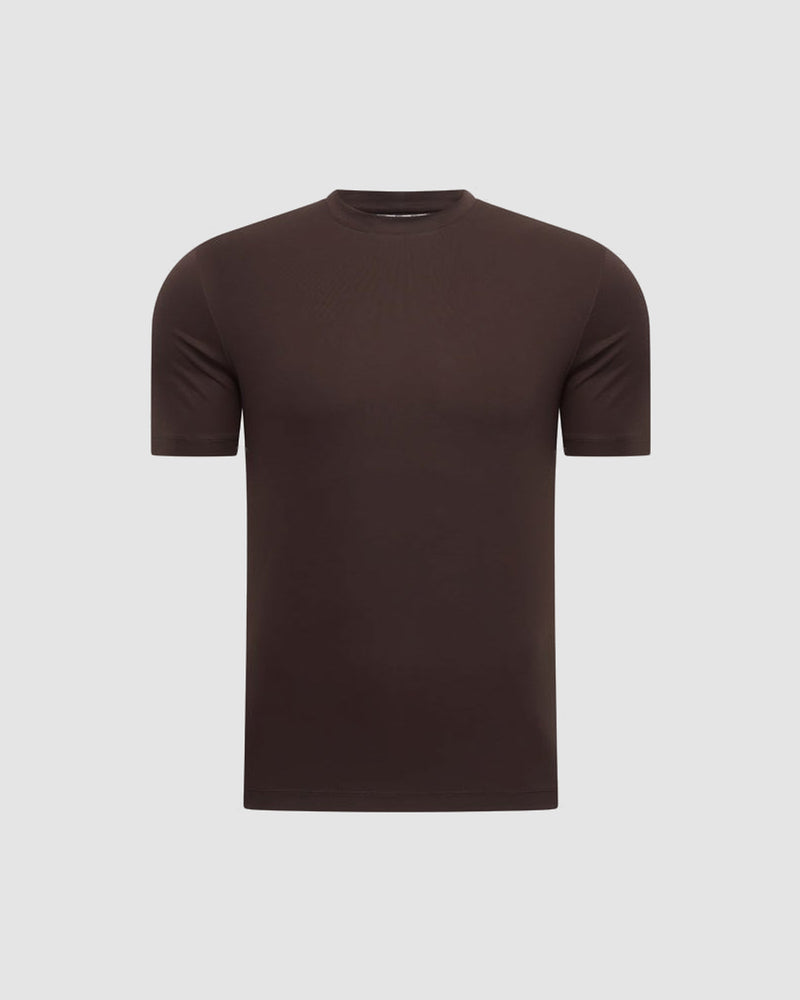 Heren T-shirt met ronde hals en korte mouwen – espresso