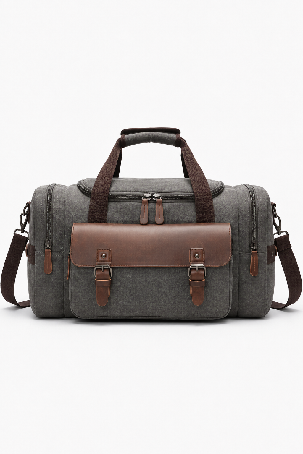 Herren Canvas-Reisetasche mit Schultergurt – Grau