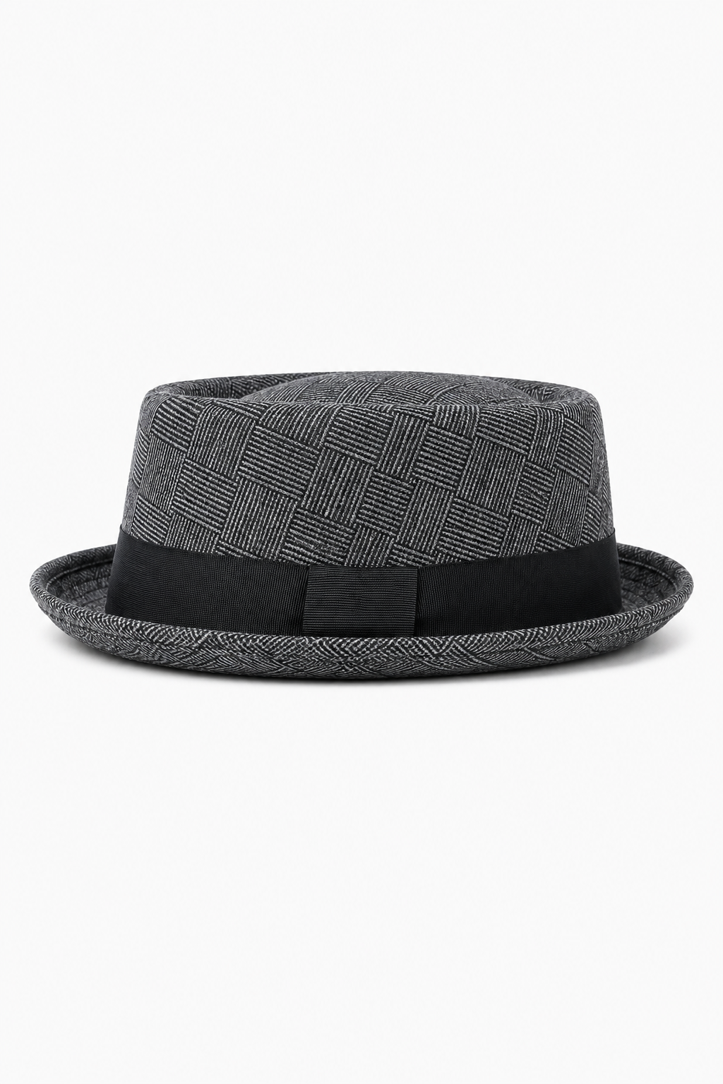 Herren Fedora-Hut Dunkelgrau mit Karomuster und Hutband