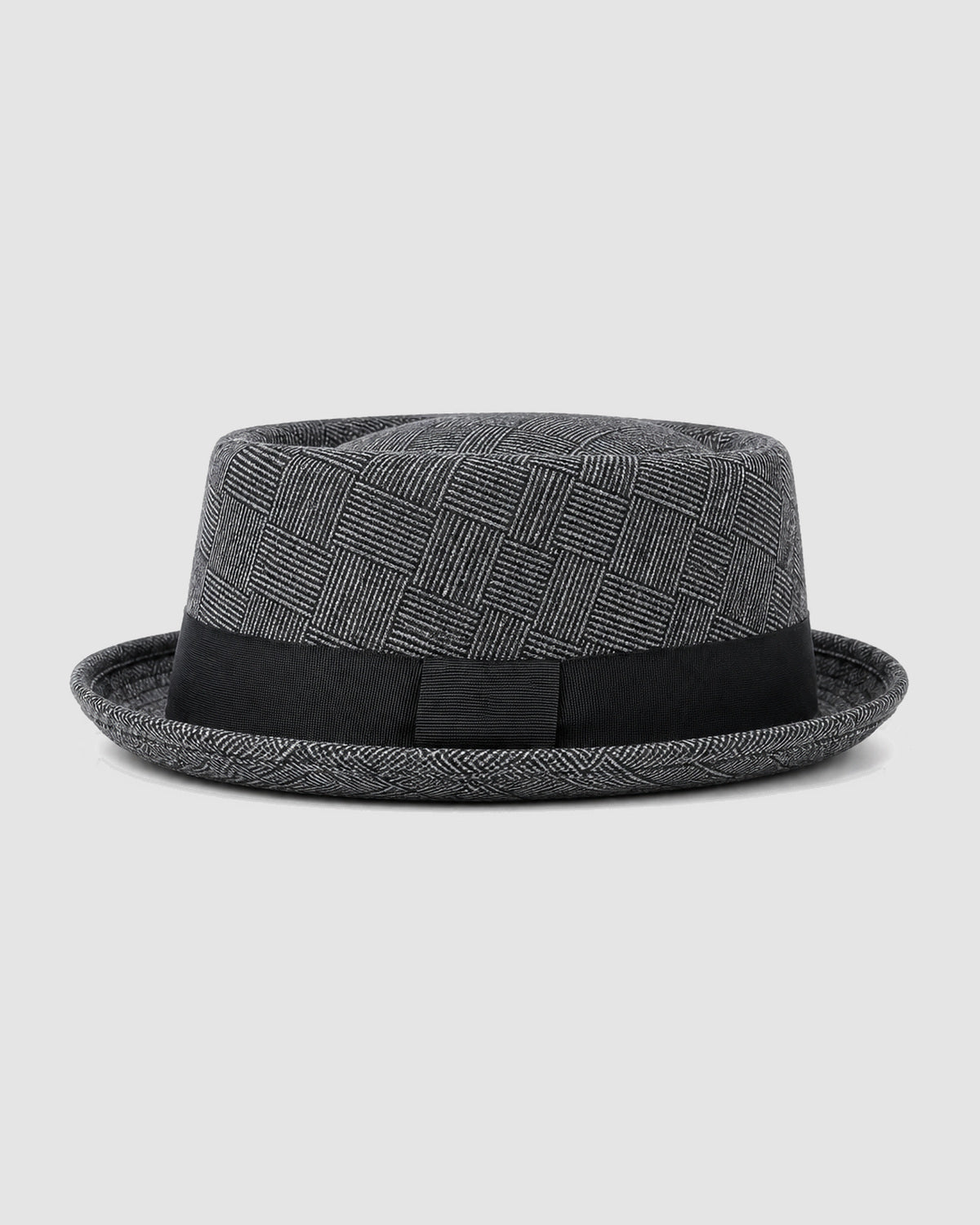 Herren Fedora-Hut mit Karomuster und Hutband – Dunkelgrau, Bild 2