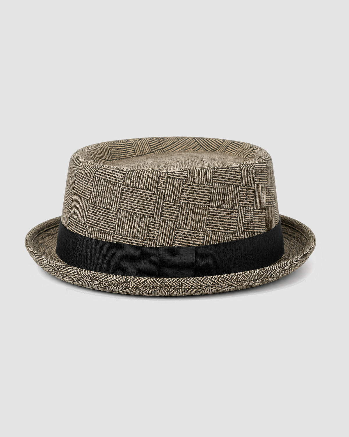 Herren Fedora-Hut mit Karomuster und Hutband – Khaki, Bild 2