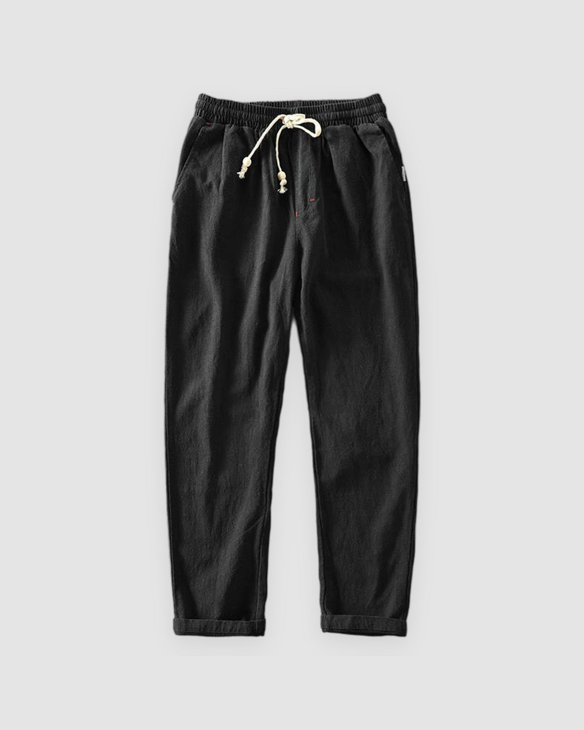 Herren Leinenhose mit lockerer Passform in Schwarz