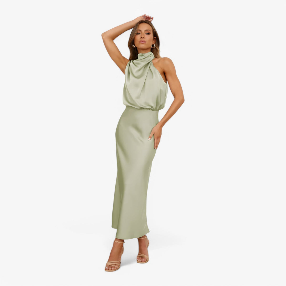 Damen Kleid Satin Elegant