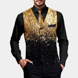 Herren Glitzer-Weste mit Satin-Revers