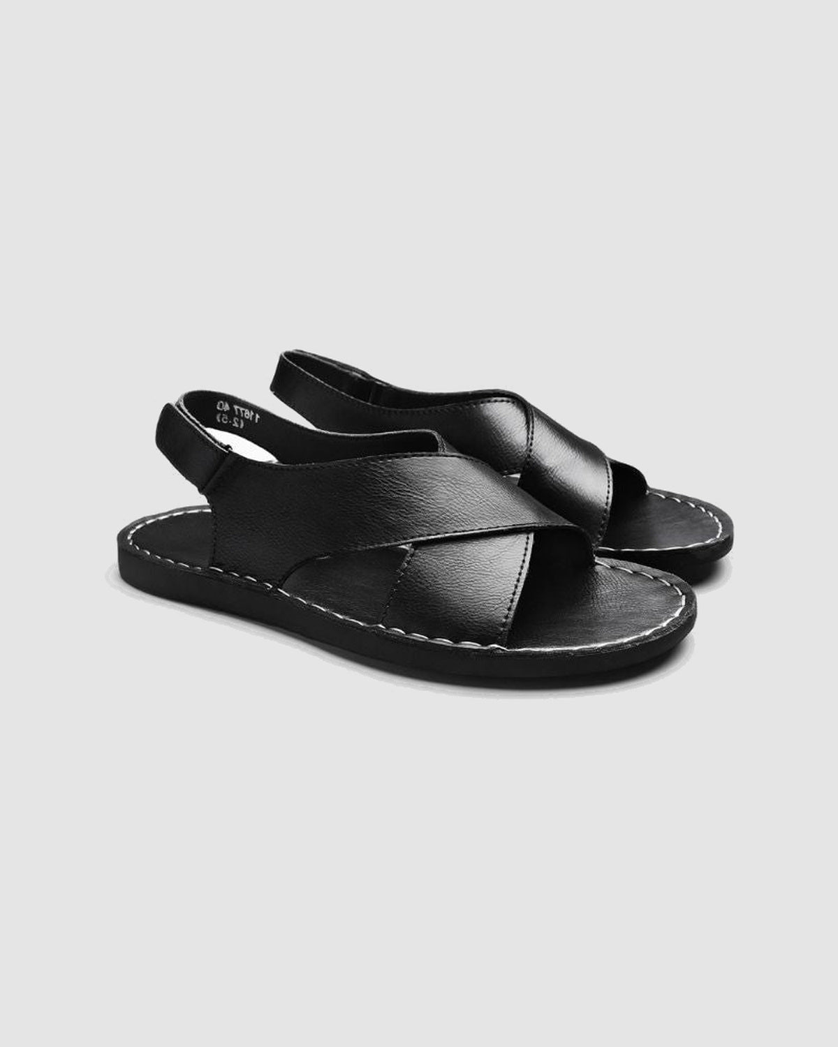 Herren Ledersandalen mit Kreuzriemen für den Sommer – Schwarz