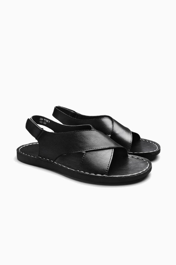 Herren Sandalen Schwarz Leder - Kreuzriemen für den Sommer