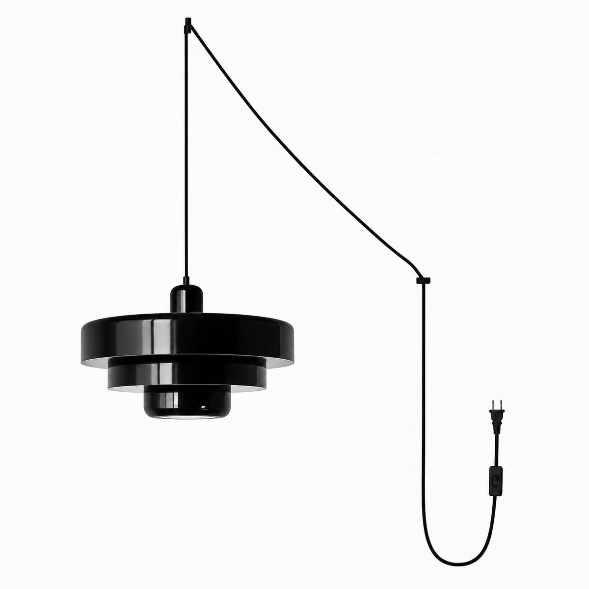 Steckdosen-Pendelleuchte im Retro-Bauhaus-Stil, mehrfarbig – Schwarz – Ansicht 34
