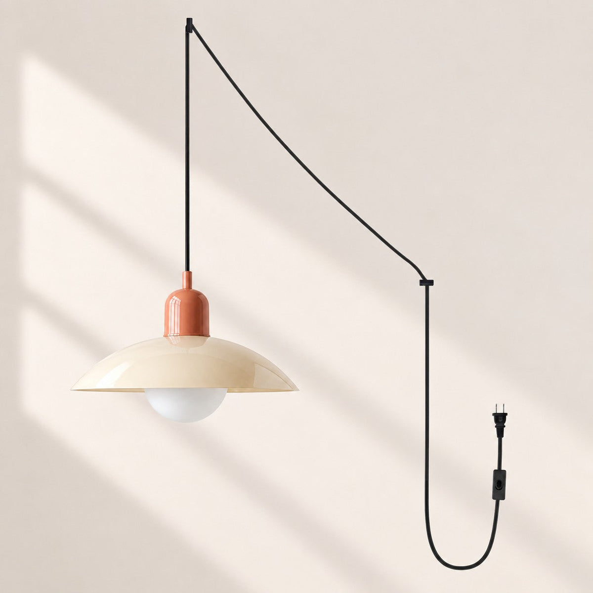 Steckdosen-Pendelleuchte im Mid-Century-Bauhaus-Stil – Rosa – Ansicht 21