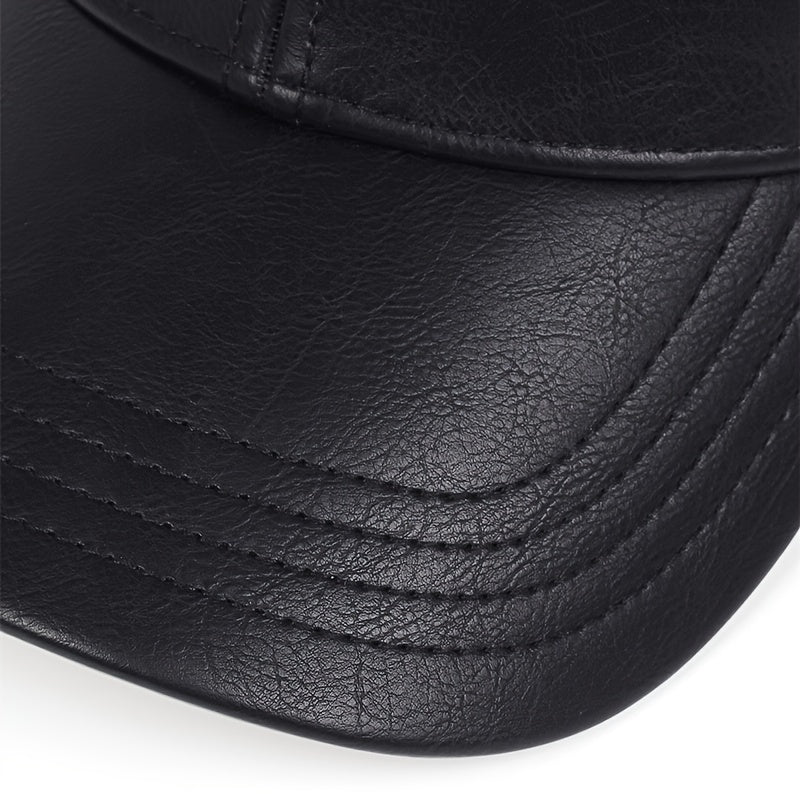 Baseball Cap : PU-Leren Baseballpet voor Heren, Ideale Keuze Geschenken Leer - Zwart in