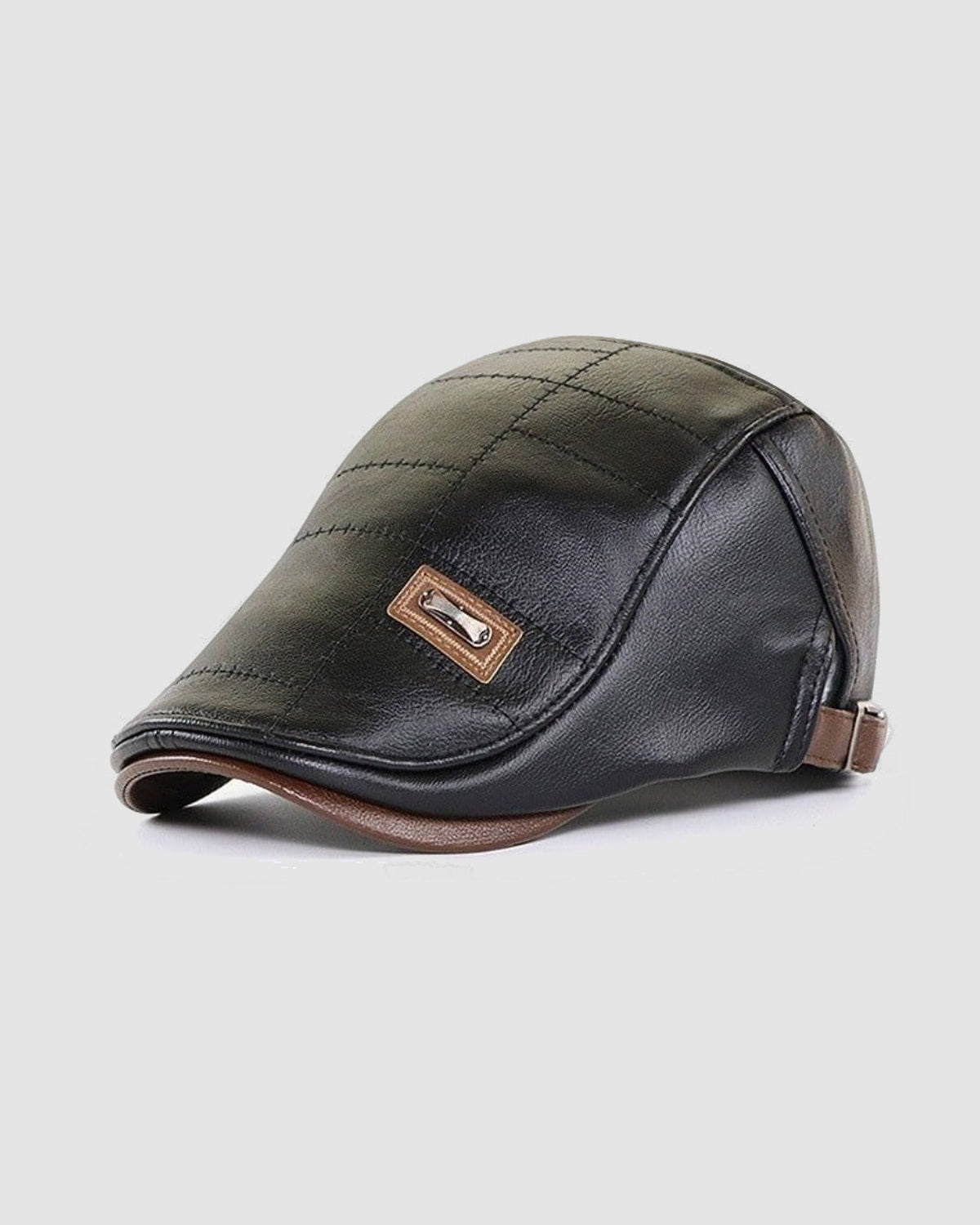 Herren Schiebermütze aus Leder, Retro-Stil in Schwarz