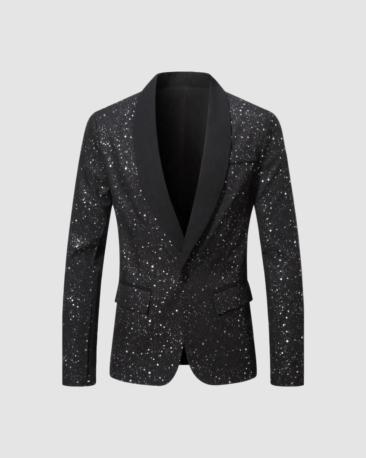 Herren Sakko mit Glitzer und Satin-Schalkragen in Schwarz