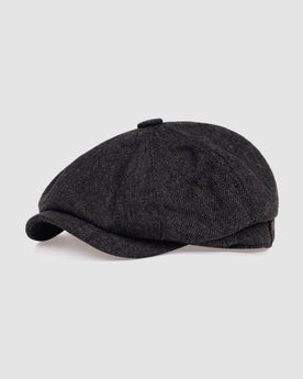 Herren Schiebermütze im Achtteiler-Design, Retro-Stil in Schwarz