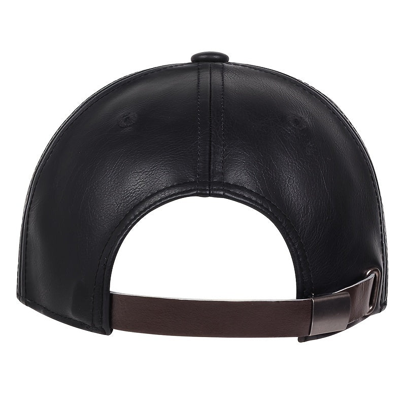 Baseball Cap : PU-Leren Baseballpet voor Heren, Ideale Keuze Geschenken Leer - Zwart in