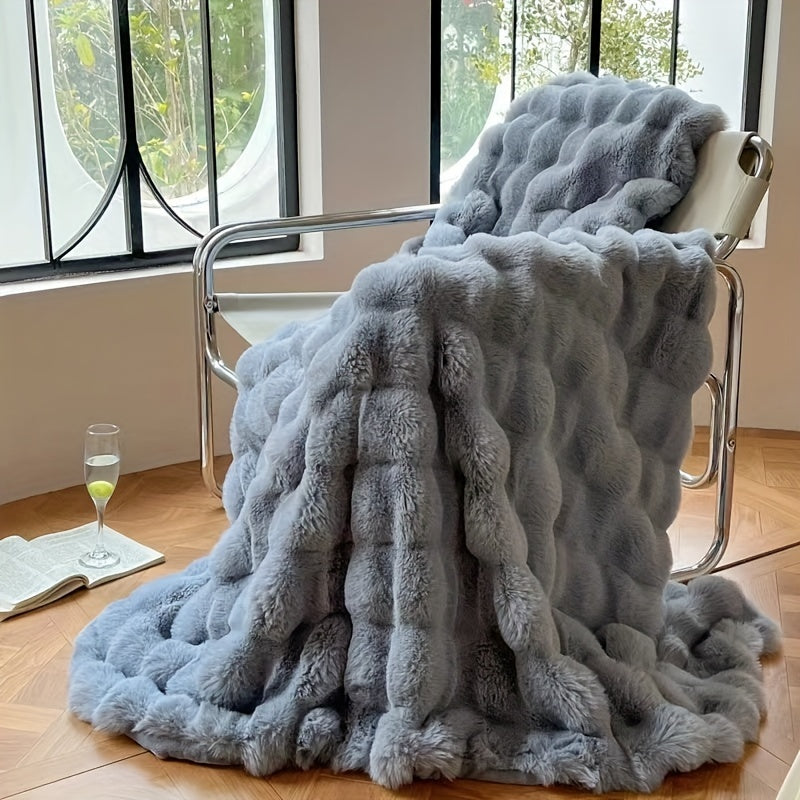 Bubble-Fleece Kuscheldecke – Plüschig Weiche Couch-Decke