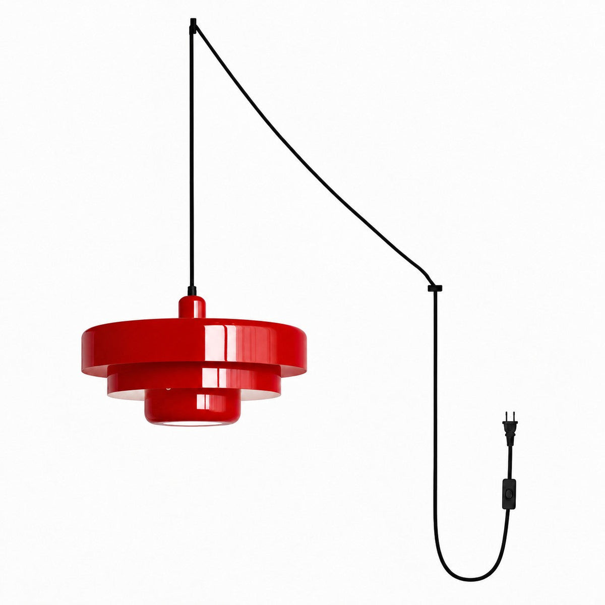 Steckdosen-Pendelleuchte im Retro-Bauhaus-Stil, mehrfarbig – Rot – Ansicht 6