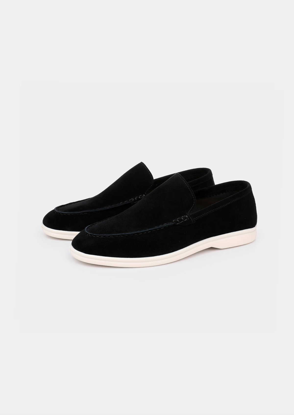 Herren Loafer Wildleder Slip-On Gummisohle Schwarz