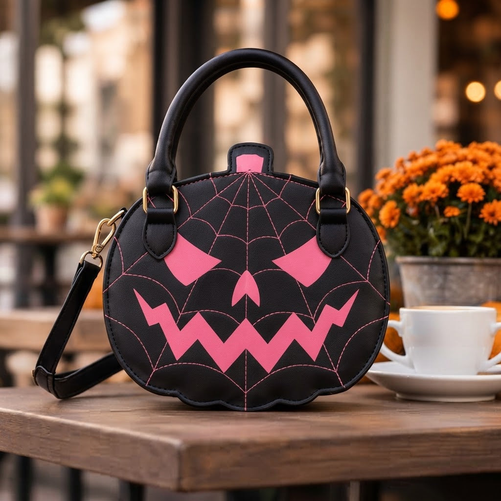 Kürbis-Kunstleder-Handtasche - Halloween-Accessoire