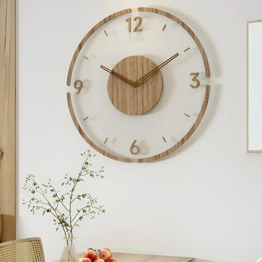 Lautlose Design-Wanduhr – Acryl & Holz
