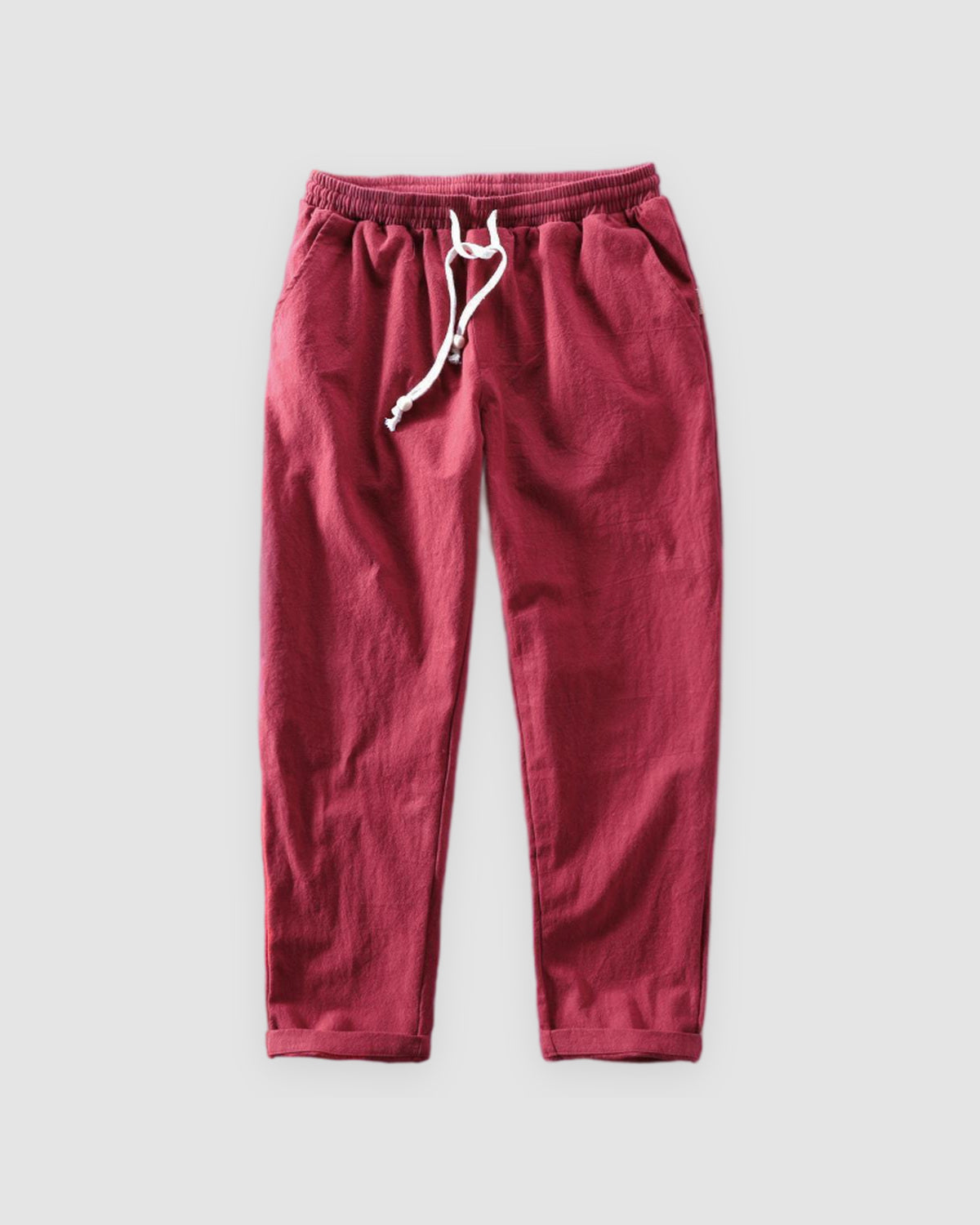 Herren Leinenhose mit lockerer Passform in Rot