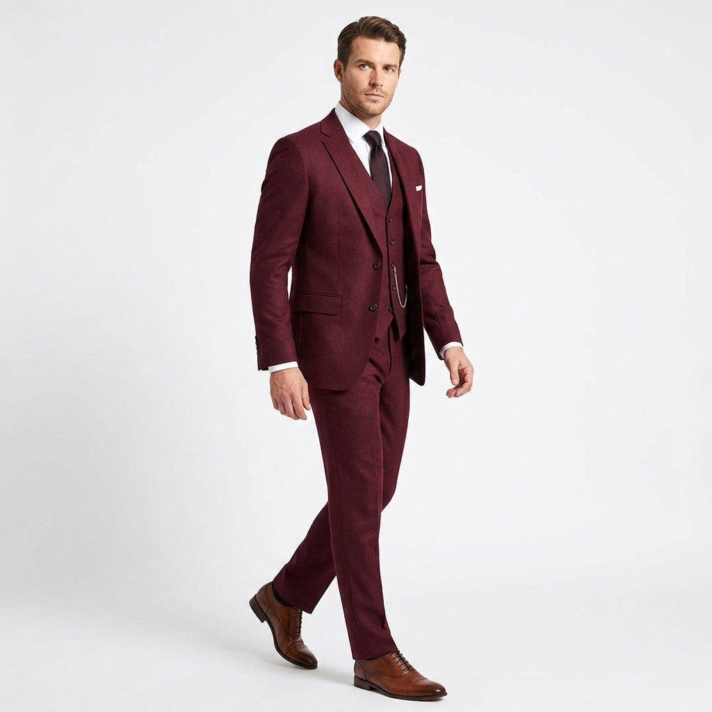 Herren Anzug Dreiteilig Slim Fit