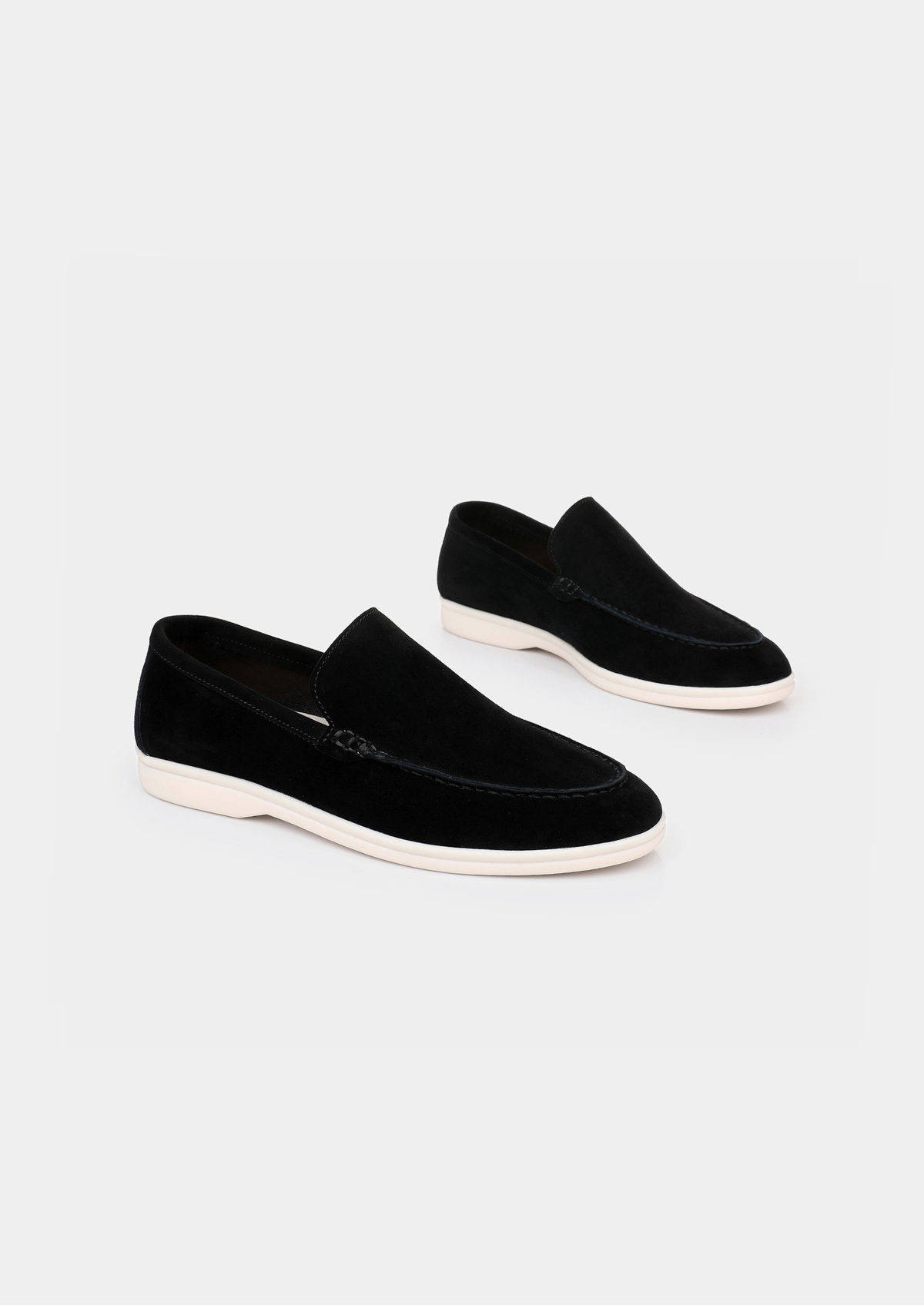 Herren Loafer Wildleder Slip-On Gummisohle Schwarz