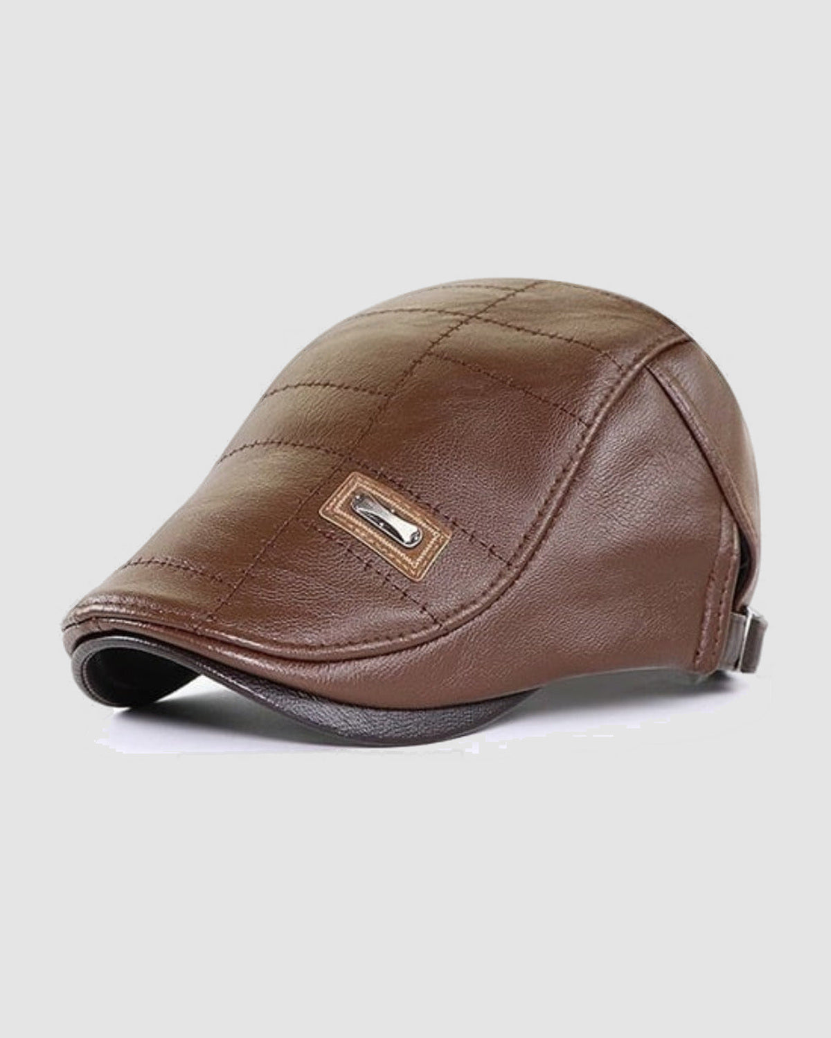 Herren Schiebermütze aus Leder, Retro-Stil in Hellbraun