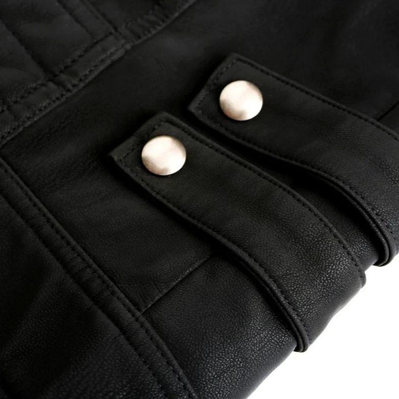 Herren Bikerjacke aus Kunstleder mit Kontraststreifen