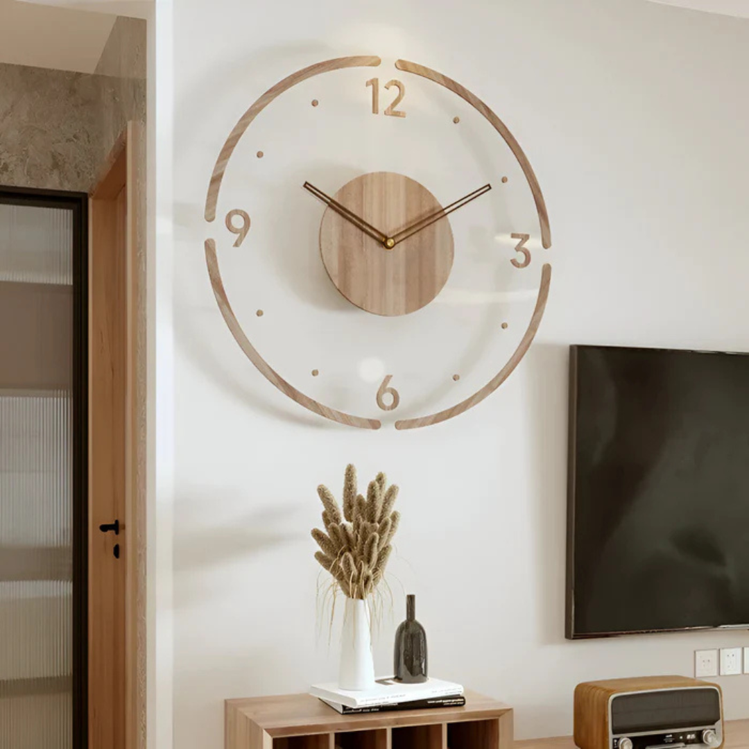 Lautlose Design-Wanduhr – Acryl & Holz