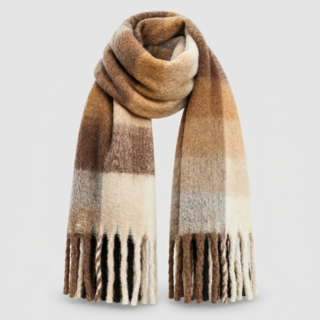 Damen Übergroßer Winterschal mit Farbverlauf und Fransen