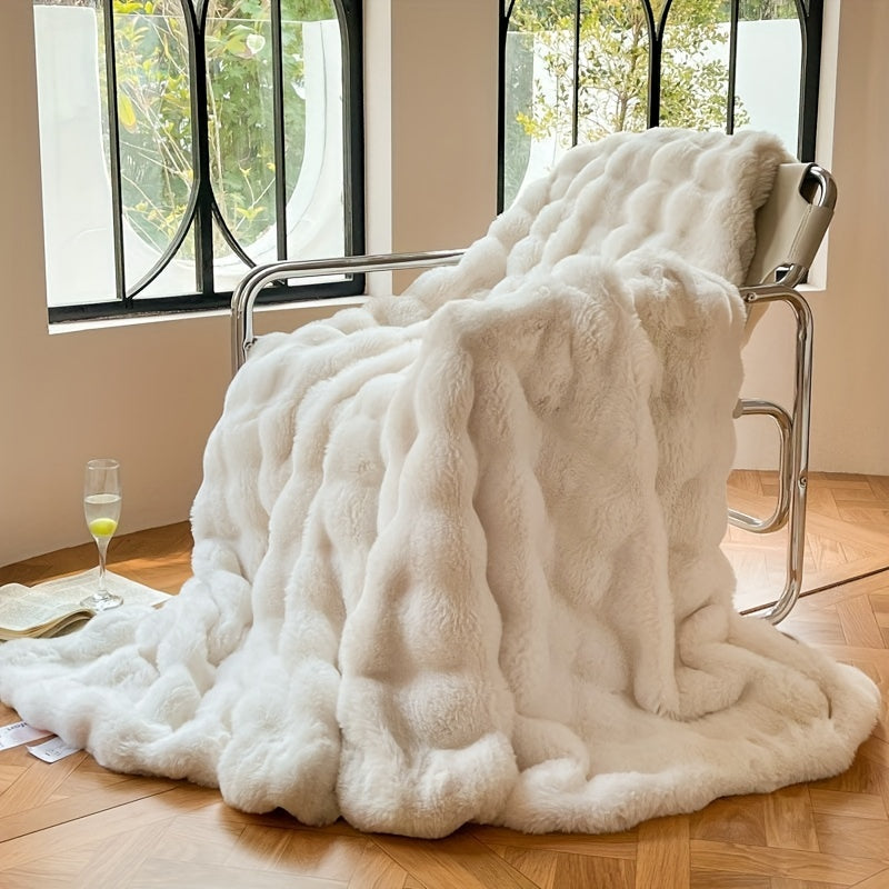 Bubble-Fleece Kuscheldecke – Plüschig Weiche Couch-Decke