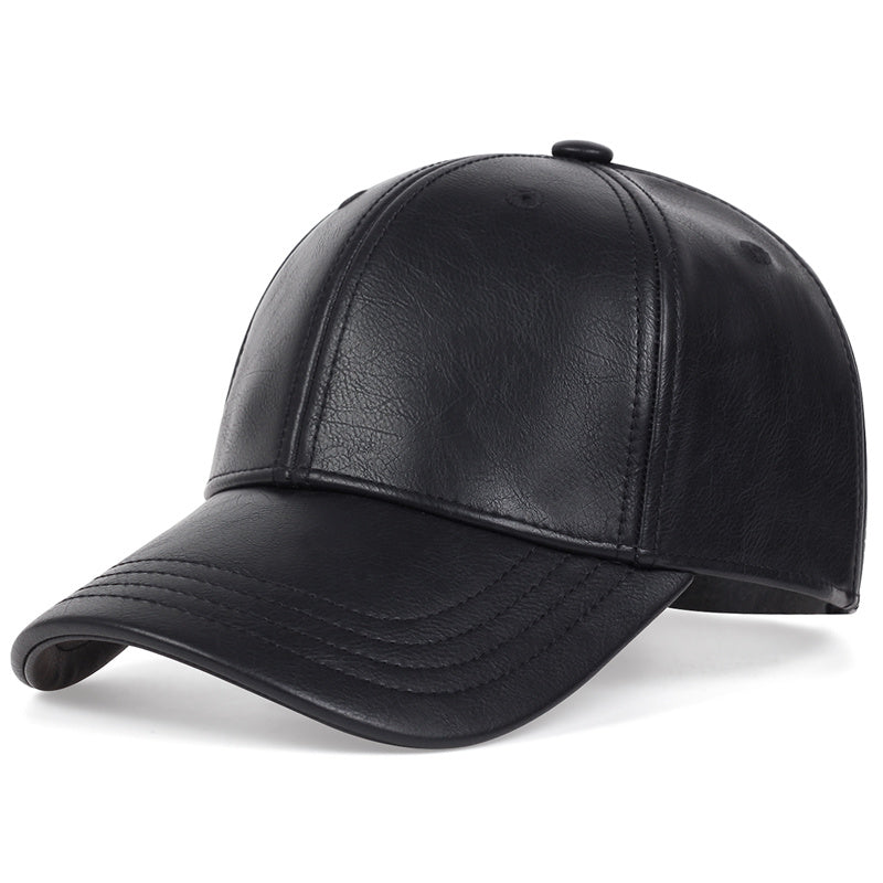Baseball Cap : PU-Leren Baseballpet voor Heren, Ideale Keuze Geschenken Leer - Zwart in Zwart