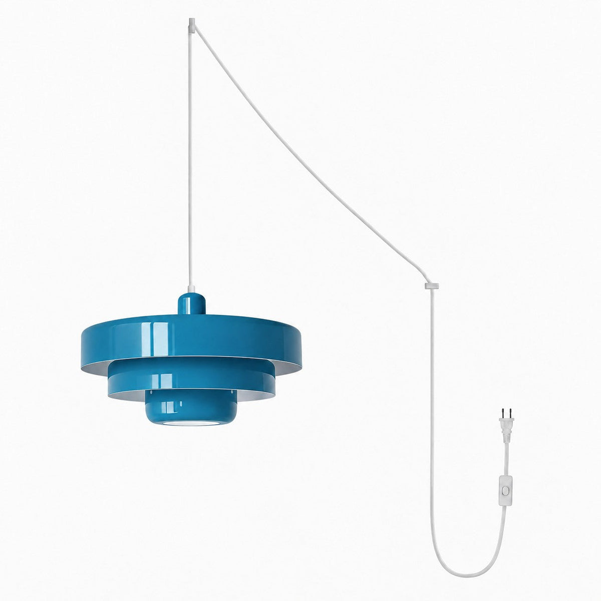 Steckdosen-Pendelleuchte im Retro-Bauhaus-Stil, mehrfarbig – Blau – Ansicht 28