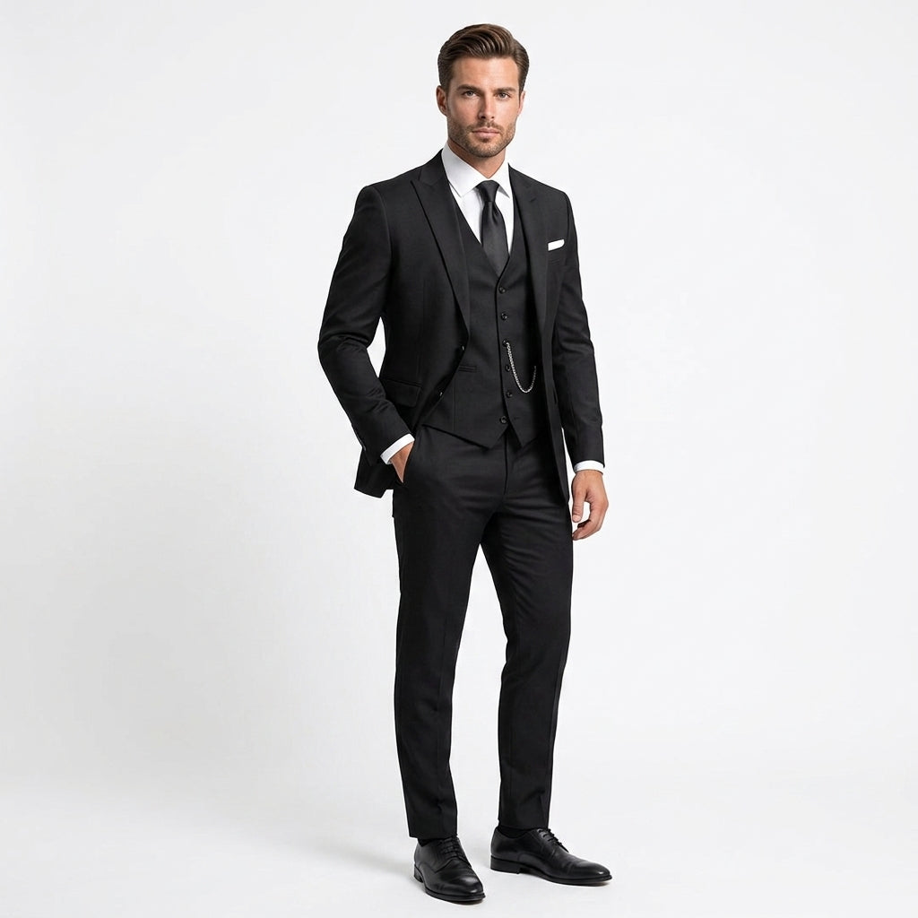 Herren Anzug Dreiteilig Slim Fit
