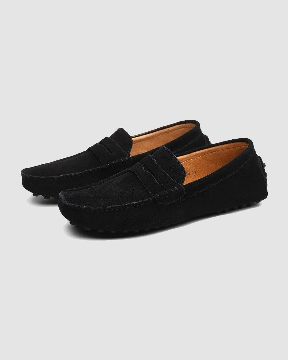 Herren Mokassins aus Wildleder, Penny-Loafer in Schwarz
