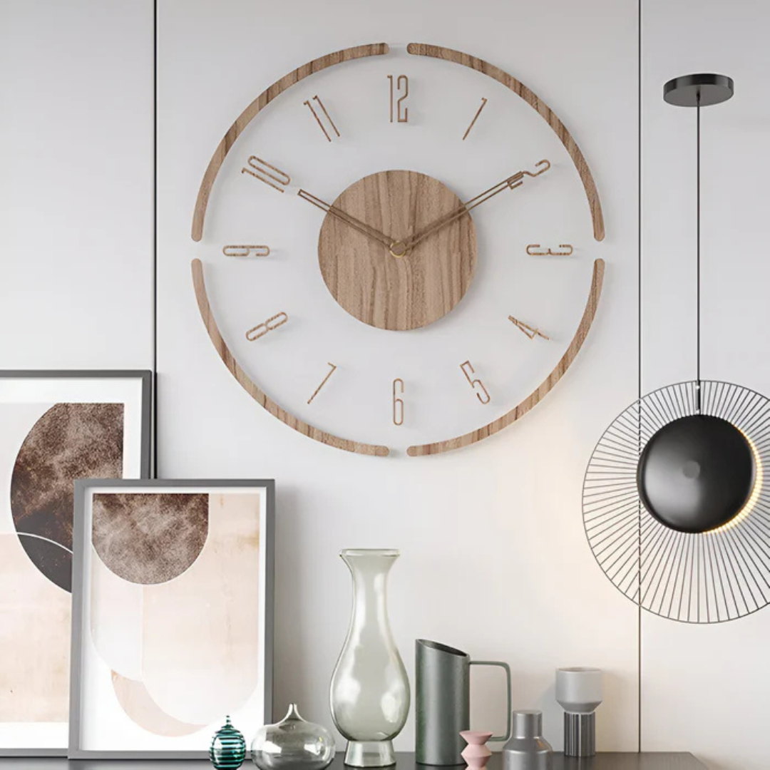 Lautlose Design-Wanduhr – Acryl & Holz