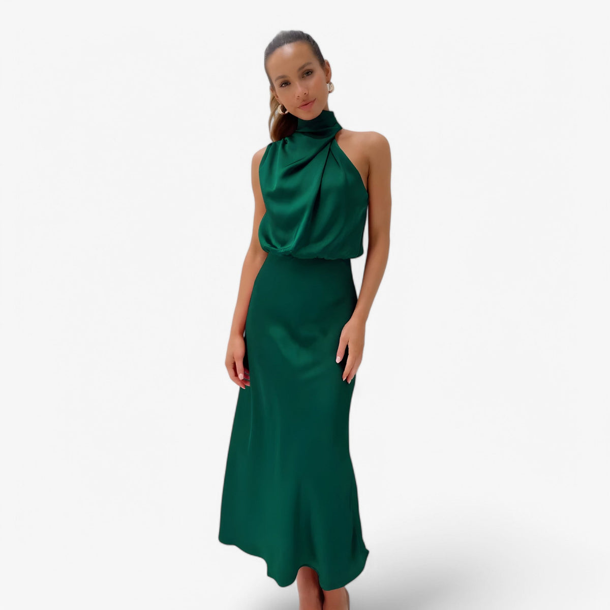 Damen Kleid Satin Elegant