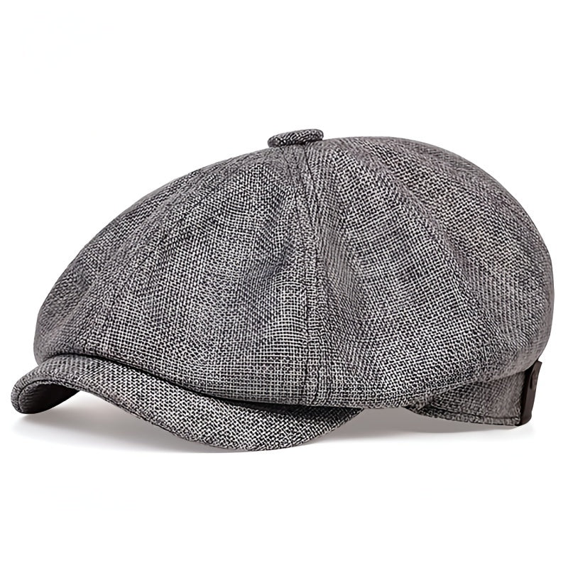 Hat : Cap Heren Zwart - Herencap van Retro Linnen voor Luchtige Lente - En Zomeroutfits in