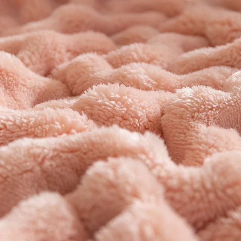 Strukturierte Korallenfleece-Kuscheldecke für Sofa und Bett