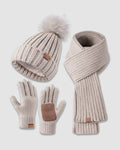 Winterset: gebreide muts, sjaal en touchscreenhandschoenen