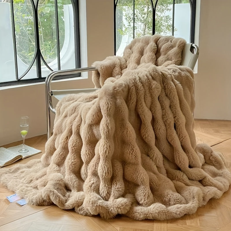 Bubble-Fleece Kuscheldecke – Plüschig Weiche Couch-Decke