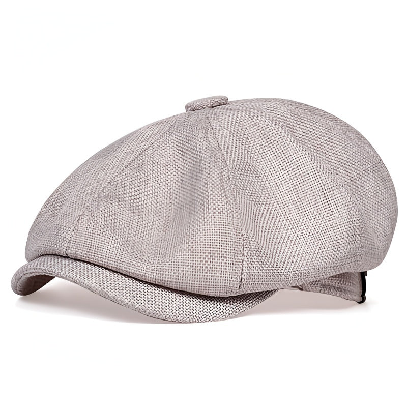 Hat : Cap Heren Zwart - Herencap van Retro Linnen voor Luchtige Lente - En Zomeroutfits in Grijs