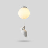 Minimalistische Metall-Deckenleuchte mit Bärenfigur