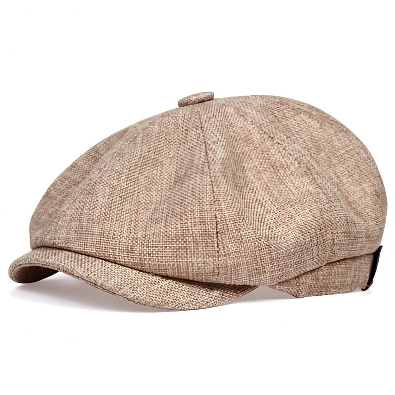 Hat : Cap Heren Zwart - Herencap van Retro Linnen voor Luchtige Lente - En Zomeroutfits in