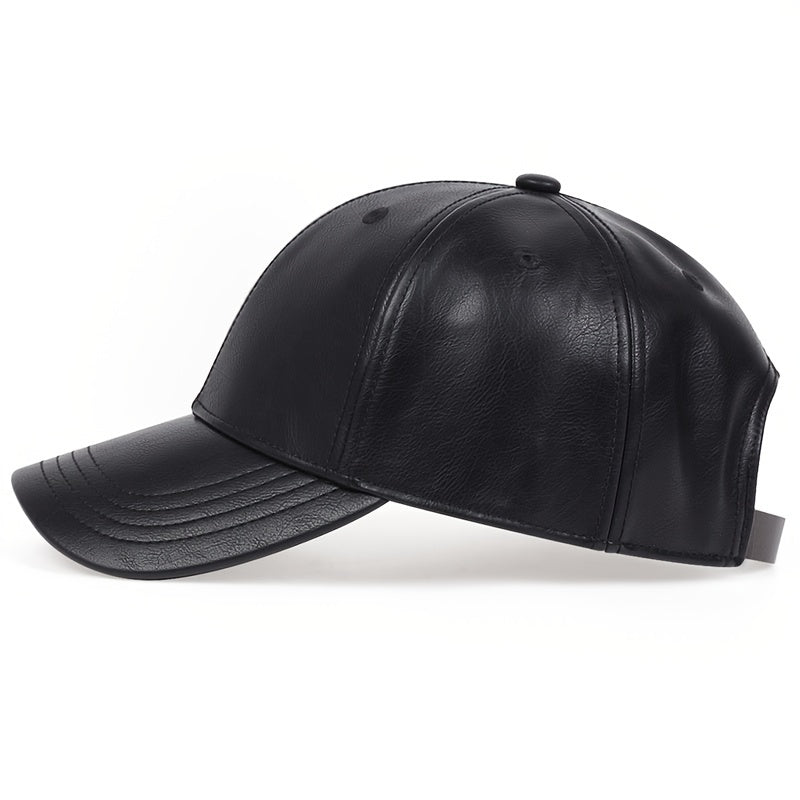 Baseball Cap : PU-Leren Baseballpet voor Heren, Ideale Keuze Geschenken Leer - Zwart in