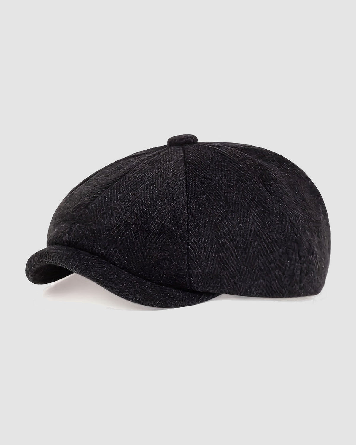 Herren Schiebermütze mit Fischgrätmuster im Achtteiler-Design – Schwarz – Ansicht 18