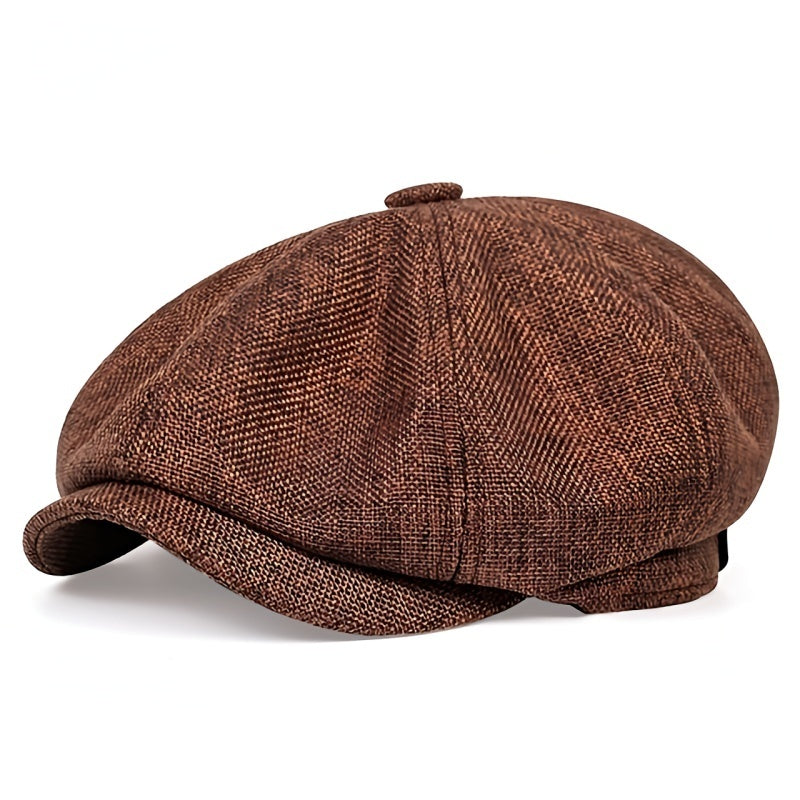 Hat : Cap Heren Zwart - Herencap van Retro Linnen voor Luchtige Lente - En Zomeroutfits in