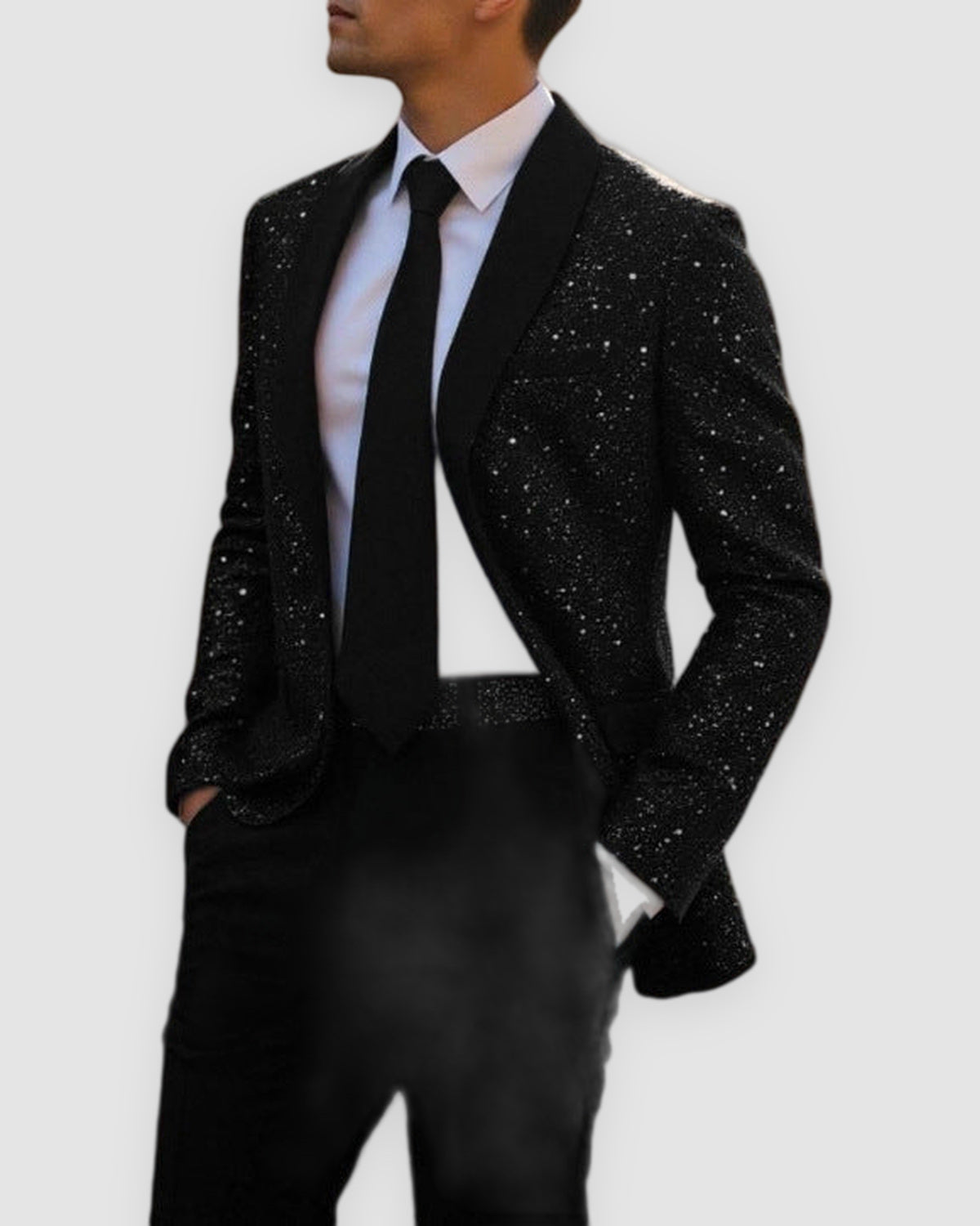 Herren Sakko mit Glitzer und Satin-Schalkragen, Bild 3
