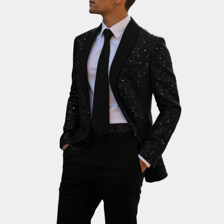 Herren Glitzer-Sakko mit Satin-Schalkragen